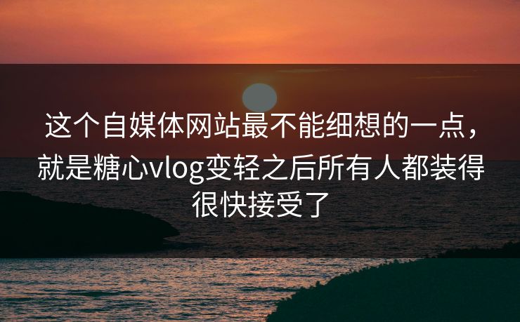 这个自媒体网站最不能细想的一点，就是糖心vlog变轻之后所有人都装得很快接受了